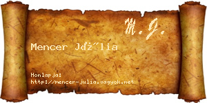 Mencer Júlia névjegykártya